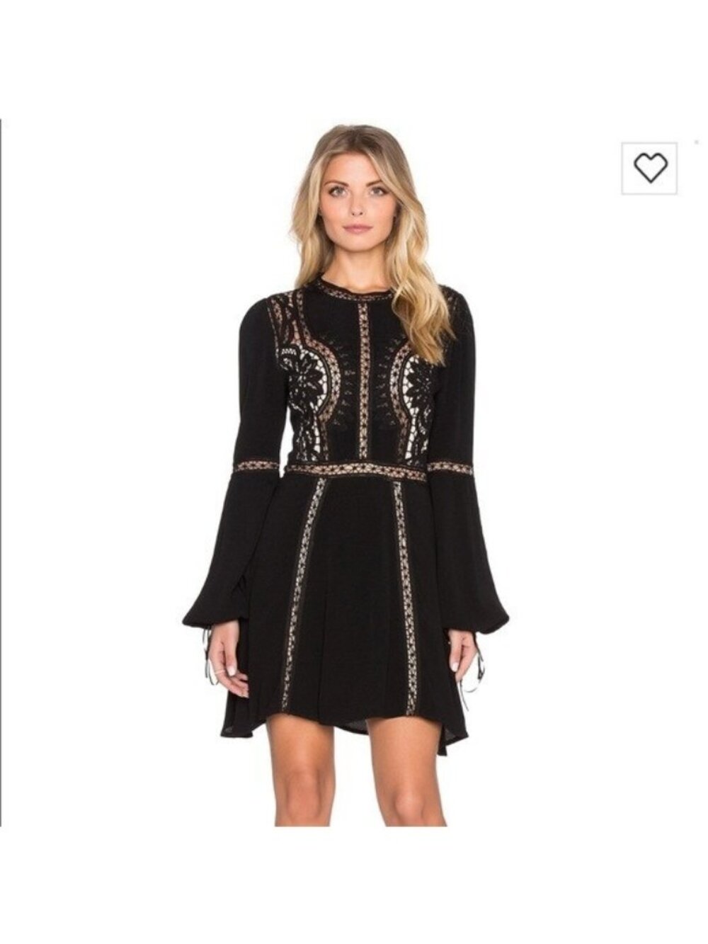 EUC $@99 For Love & Lemons Black Nude Penelope Mini Dress womens M
